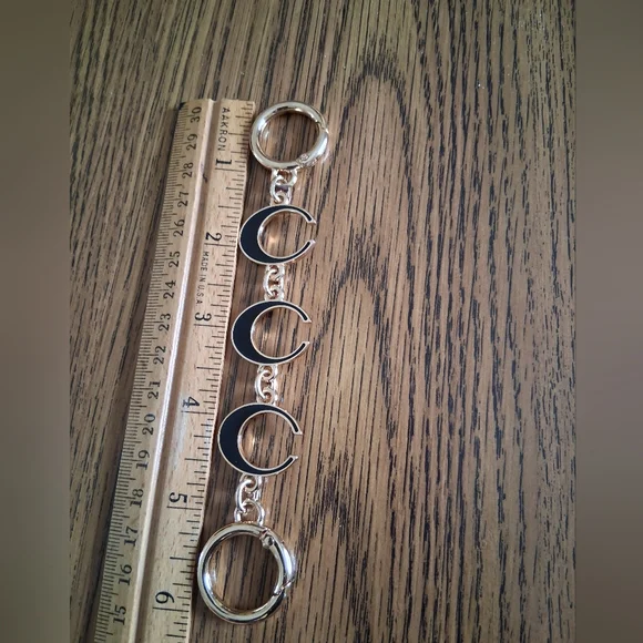 Gold and Black Crescent Purse Strap Extender/Keychain NWOT - Picture 2 of 5